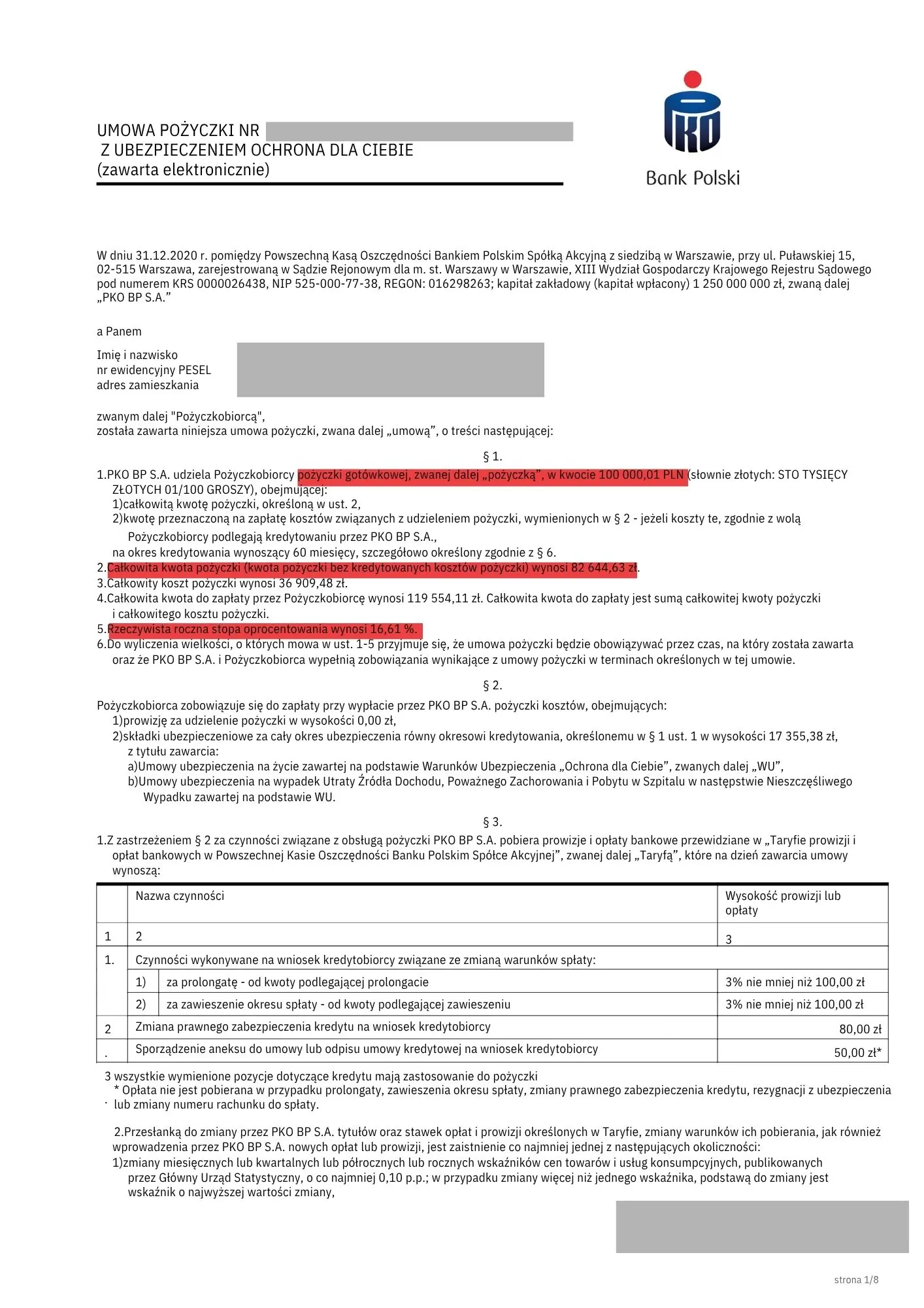 Umowa kredytu – zaznaczone błędy banku (sankcja kredytu darmowego)