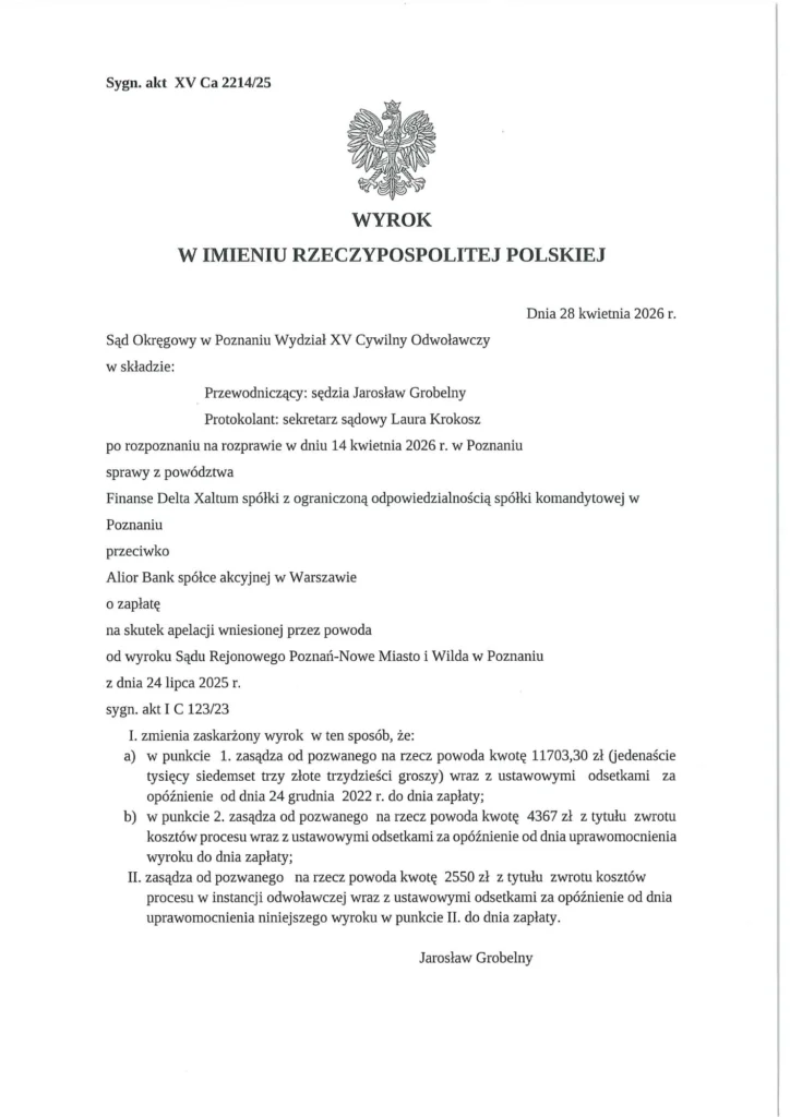 Wyrok w sprawie SKD – Alior Bank